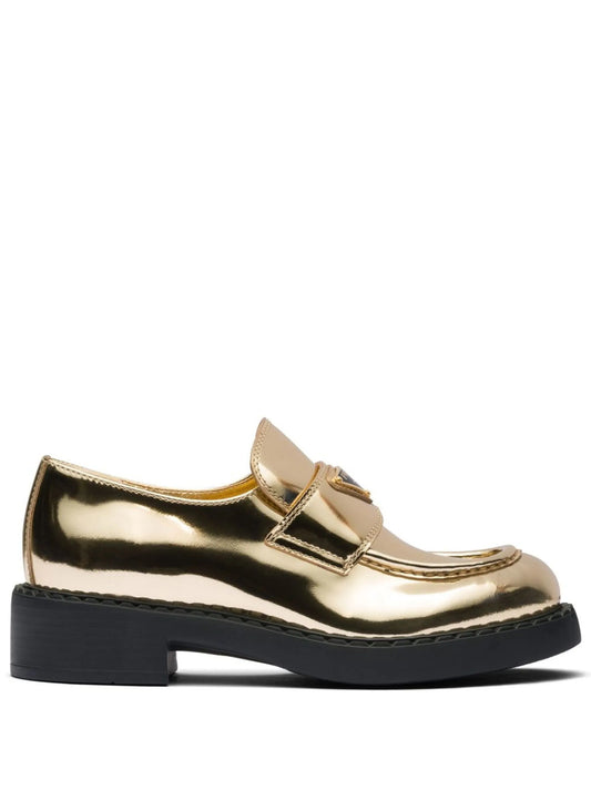 Metallic Leather Loafers