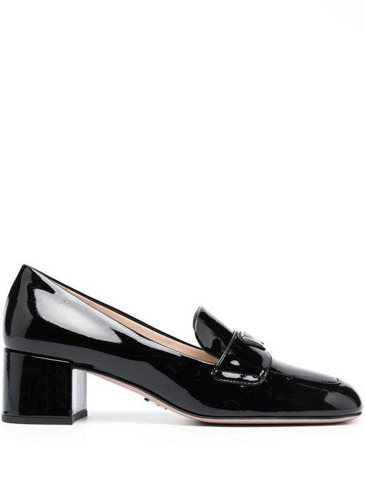 Triangle Logo Patent Leather Loafers
