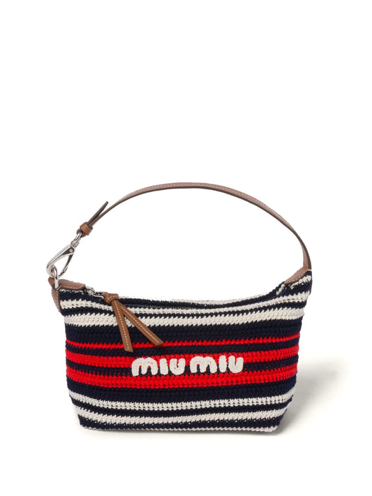 Striped Crochet Knit Mini Bag